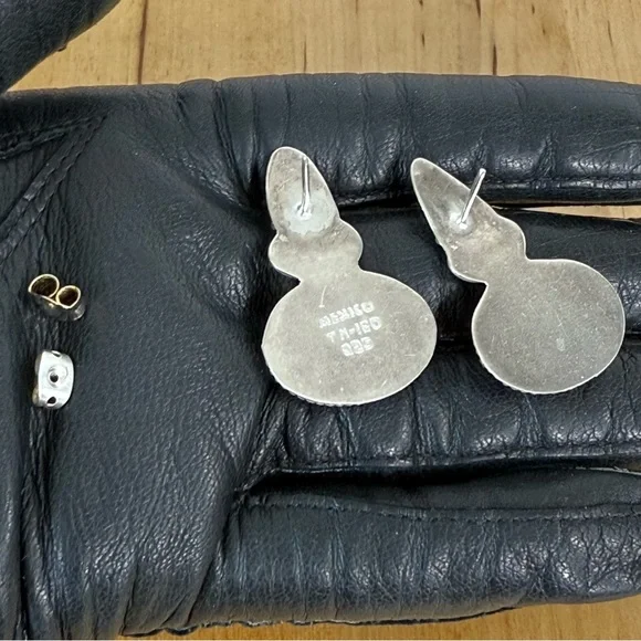 Vintage Taxco Mexico Sterling Silver Pierced Earrings Sugilite Mexico TM-180 925 - Picture 9 of 12